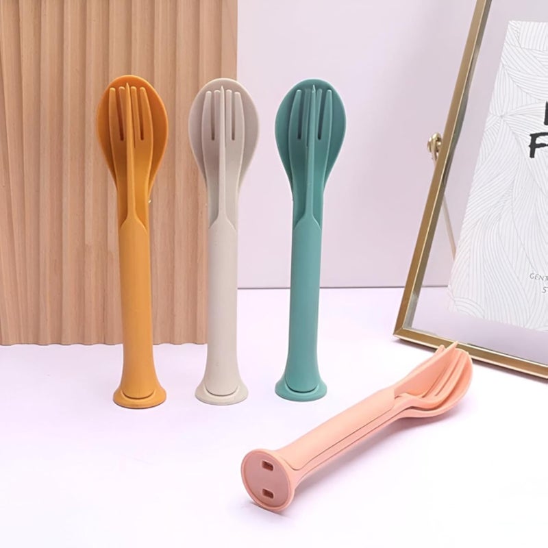 Reusable Utensils Kit - Complete 4 Sets of Portable Travel Cutlery, Perfect for Outdoor Adventures, Picnics, and Everyday Lunchboxes, Eco-Friendly and Easy to Clean (4SET)